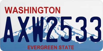 WA license plate AXW2533