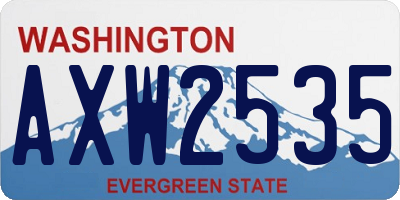 WA license plate AXW2535