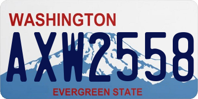 WA license plate AXW2558