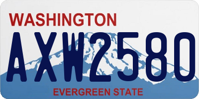 WA license plate AXW2580