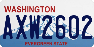 WA license plate AXW2602