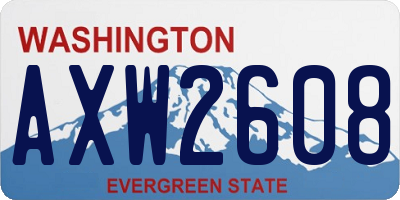 WA license plate AXW2608