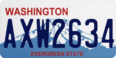 WA license plate AXW2634