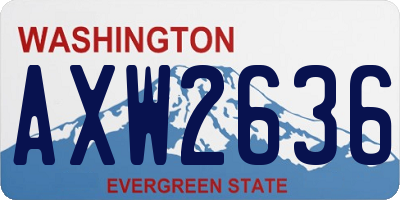 WA license plate AXW2636