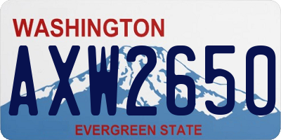 WA license plate AXW2650
