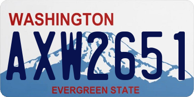WA license plate AXW2651