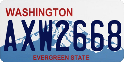 WA license plate AXW2668
