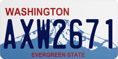 WA license plate AXW2671