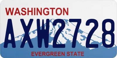 WA license plate AXW2728