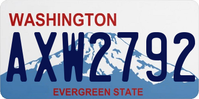 WA license plate AXW2792