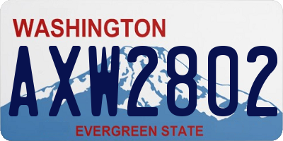 WA license plate AXW2802