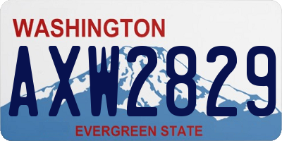 WA license plate AXW2829