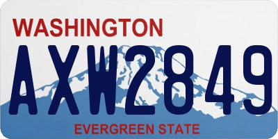 WA license plate AXW2849