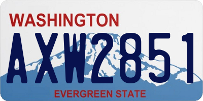 WA license plate AXW2851