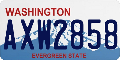 WA license plate AXW2858