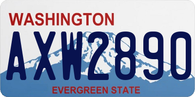 WA license plate AXW2890