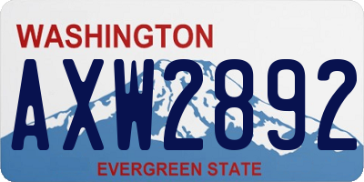 WA license plate AXW2892