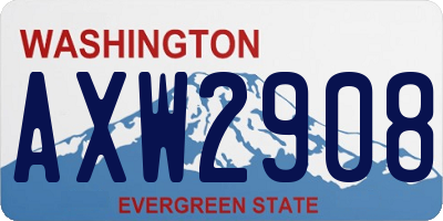 WA license plate AXW2908