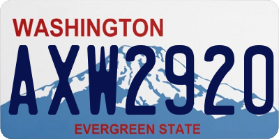 WA license plate AXW2920