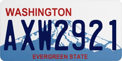 WA license plate AXW2921