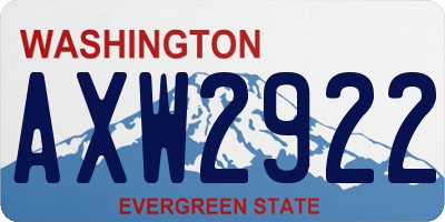 WA license plate AXW2922