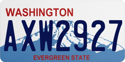 WA license plate AXW2927