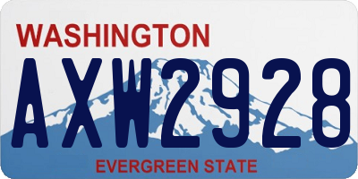 WA license plate AXW2928