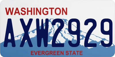 WA license plate AXW2929