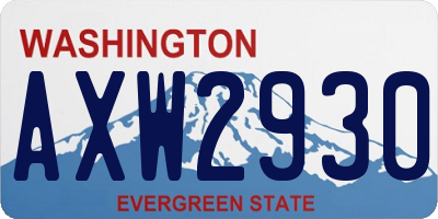 WA license plate AXW2930