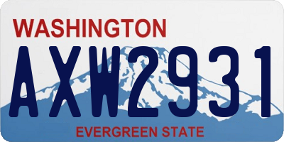 WA license plate AXW2931