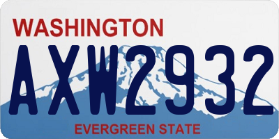 WA license plate AXW2932