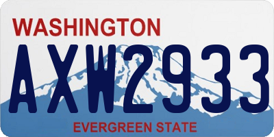 WA license plate AXW2933