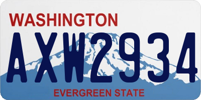 WA license plate AXW2934