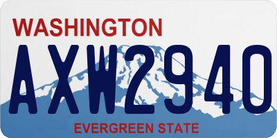 WA license plate AXW2940