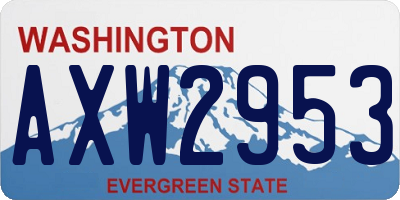 WA license plate AXW2953