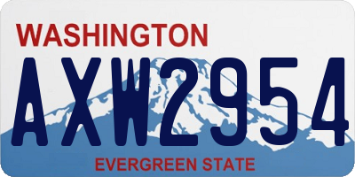 WA license plate AXW2954