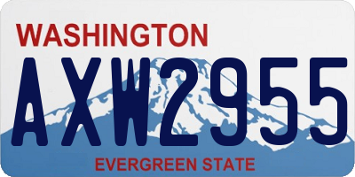 WA license plate AXW2955