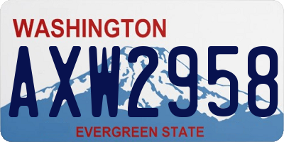 WA license plate AXW2958