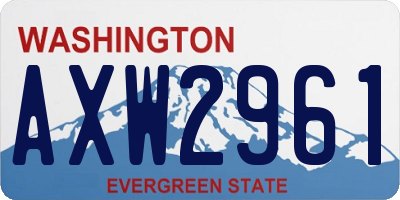 WA license plate AXW2961