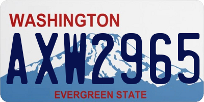 WA license plate AXW2965