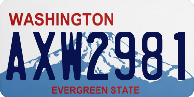 WA license plate AXW2981