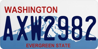 WA license plate AXW2982