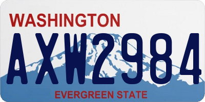 WA license plate AXW2984