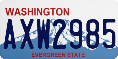 WA license plate AXW2985