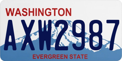 WA license plate AXW2987