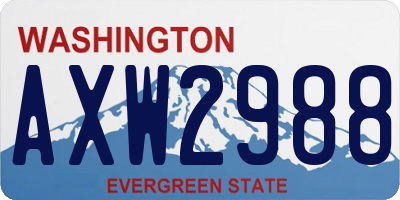 WA license plate AXW2988