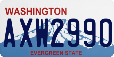 WA license plate AXW2990