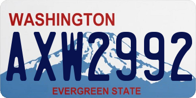 WA license plate AXW2992