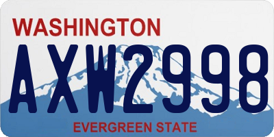 WA license plate AXW2998