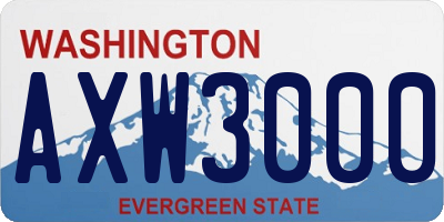 WA license plate AXW3000